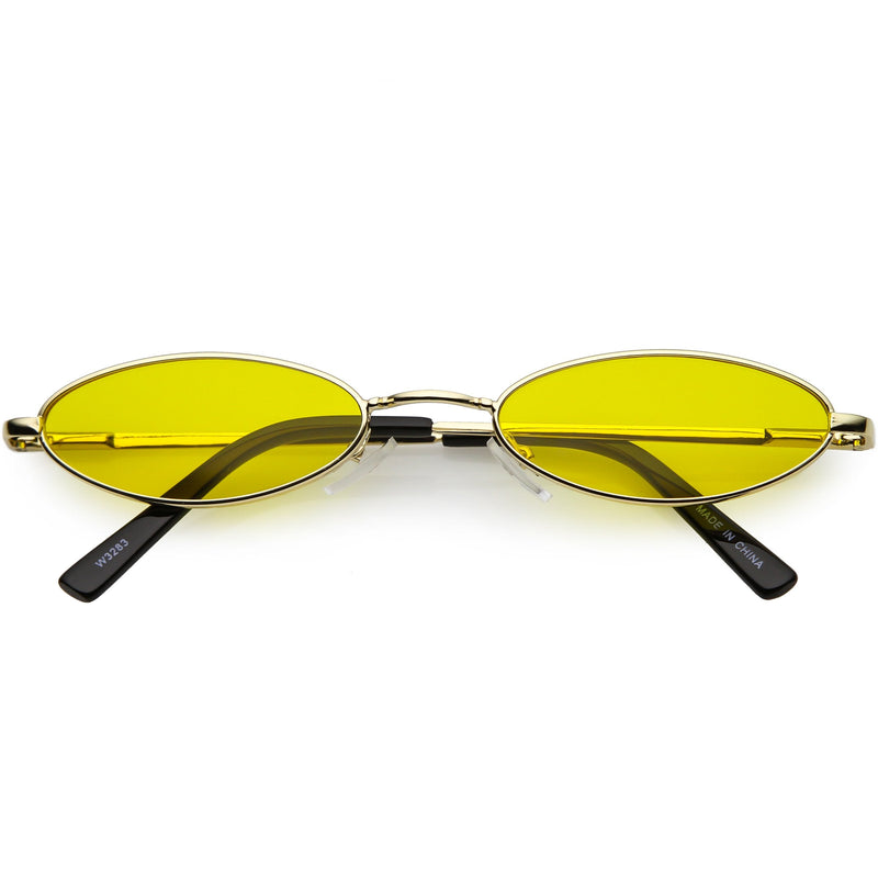zeroUV Slim Retro Throwback 1990's Color Tone Oval Sunglasses C722 Sunglasses White Smoke Gold Yellow
