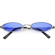 zeroUV Slim Retro Throwback 1990's Color Tone Oval Sunglasses C722 Sunglasses White Smoke Silver Blue