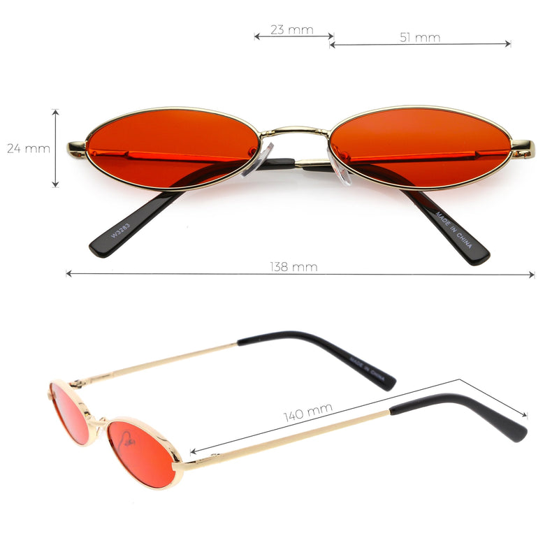 zeroUV Slim Retro Throwback 1990's Color Tone Oval Sunglasses C722 Sunglasses White Smoke Gold Red,Silver Purple,Gold Yellow,Silver Blue