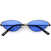 zeroUV Retro 1990's Color Tone Metal Cat Eye Sunglasses C724 Sunglasses White Smoke Blue Silver