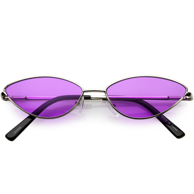 zeroUV Retro 1990's Color Tone Metal Cat Eye Sunglasses C724 Sunglasses White Smoke Gold Red,Blue Silver,Silver Purple,Gold Yellow