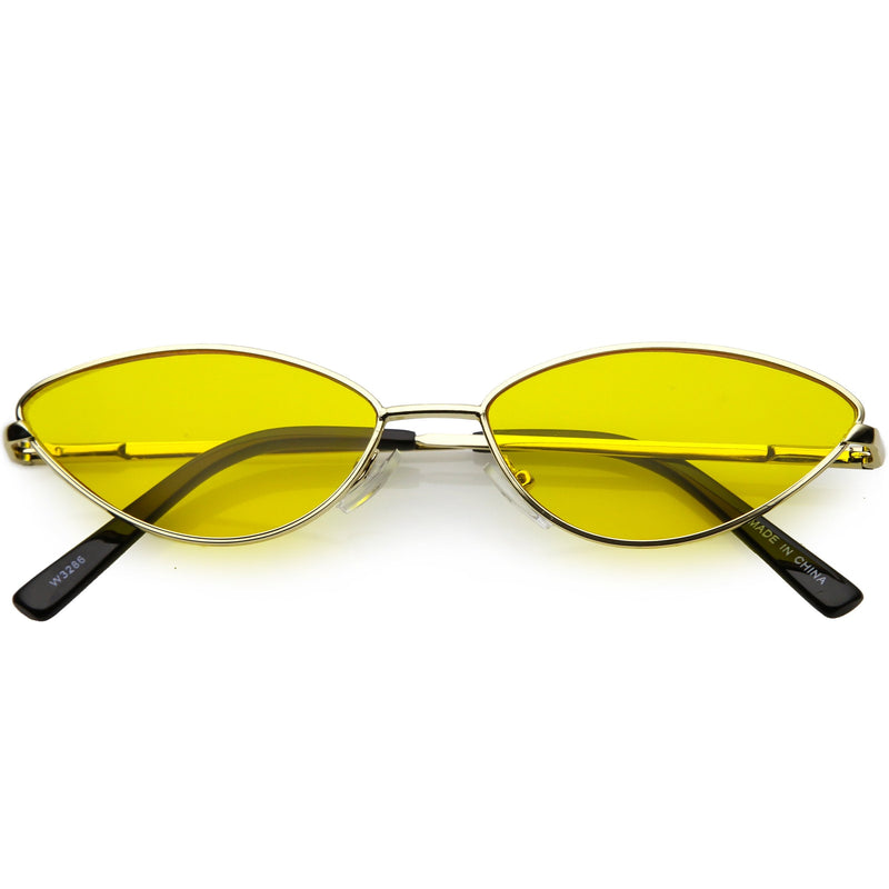 zeroUV Retro 1990's Color Tone Metal Cat Eye Sunglasses C724 Sunglasses White Smoke Gold Yellow