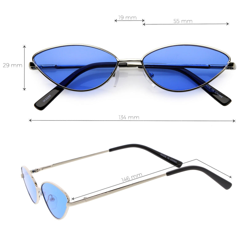 zeroUV Retro 1990's Color Tone Metal Cat Eye Sunglasses C724 Sunglasses White Smoke Gold Red,Blue Silver,Silver Purple,Gold Yellow