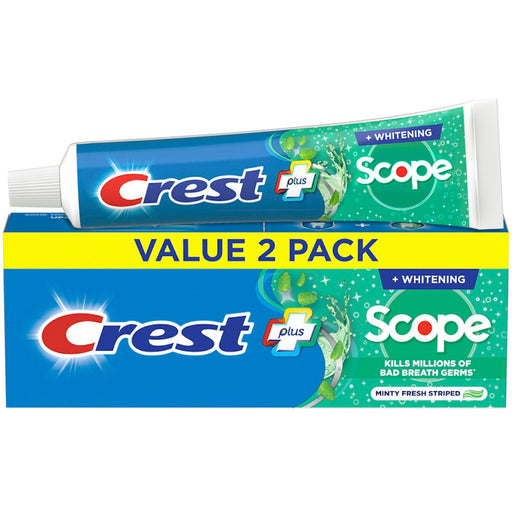 Crest Crest Plus Complete Scope Minty Fresh + Whitening Fluoride Toothpaste Value Pack, 5.4 Oz Toothpaste White Smoke
