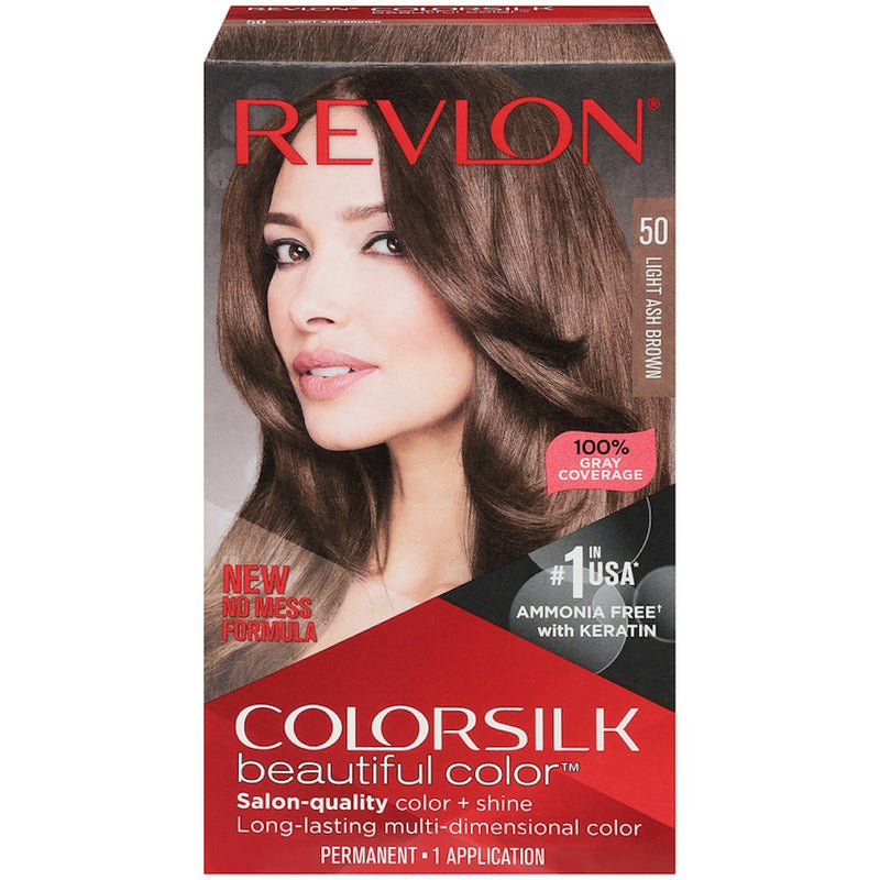 Revlon Revlon Colorsilk Beautiful Color Permanent Hair Color, 50 Light Ash Brown Hair Color Dark Olive Green