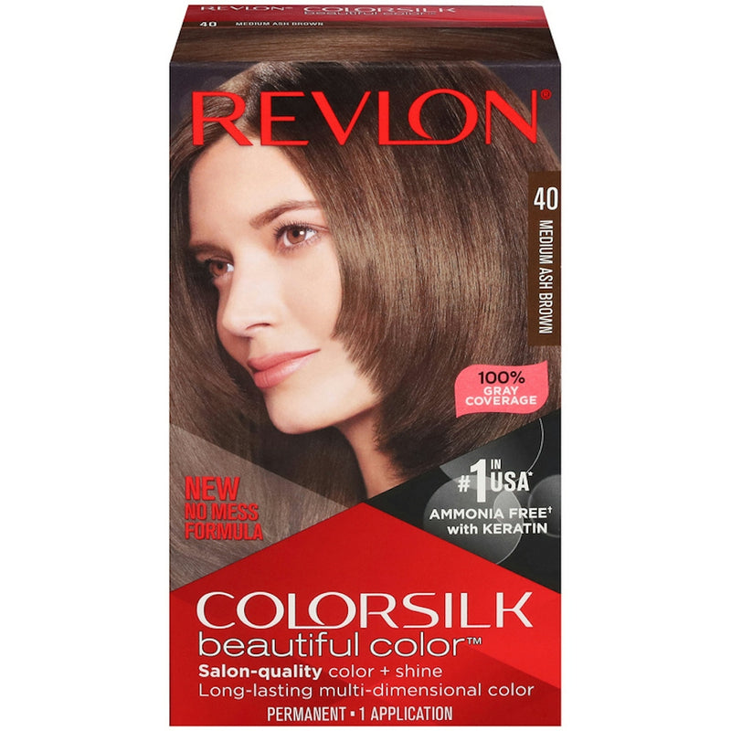Revlon Revlon Colorsilk Beautiful Color Permanent Hair Color, Medium Ash Brown Hair Color Dark Olive Green