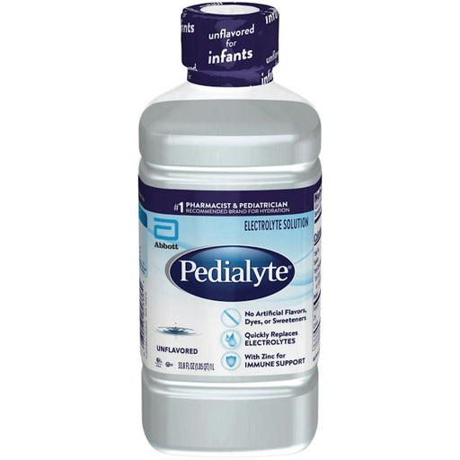 Pedialyte Pedialyte Electrolyte Solution, 33.8 Fl Oz Bottle, Unflavored Baby Food White Smoke