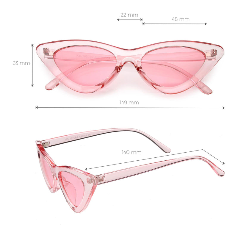 zeroUV Women's Retro 1990's Narrow Flat Color Tone Lens Cat Eye Sunglasses C524 Sunglasses White Smoke Pink Pink,Yellow Blue,Clear Purple,Clear Red,Blue Blue,Red Pink,Clear Yellow,Peach Pink Pink