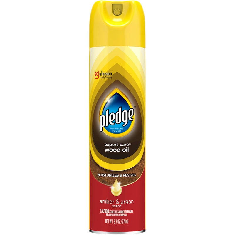 Pledge Pledge Expert Care Wood Oil Amber & Argan Scent Furniture Polish Spray, 9.7 Oz Furniture Cleaners & Polish Sandy Brown