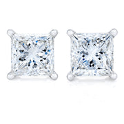 Bids.com AGS Certified 18K White Gold 1.0 Cttw 4-Prong Set Princess-Cut Solitaire Diamond Screw Back Stud Earrings (E-F Color, SI2-I1 Clarity) Earrings White Smoke White.Gold / 1