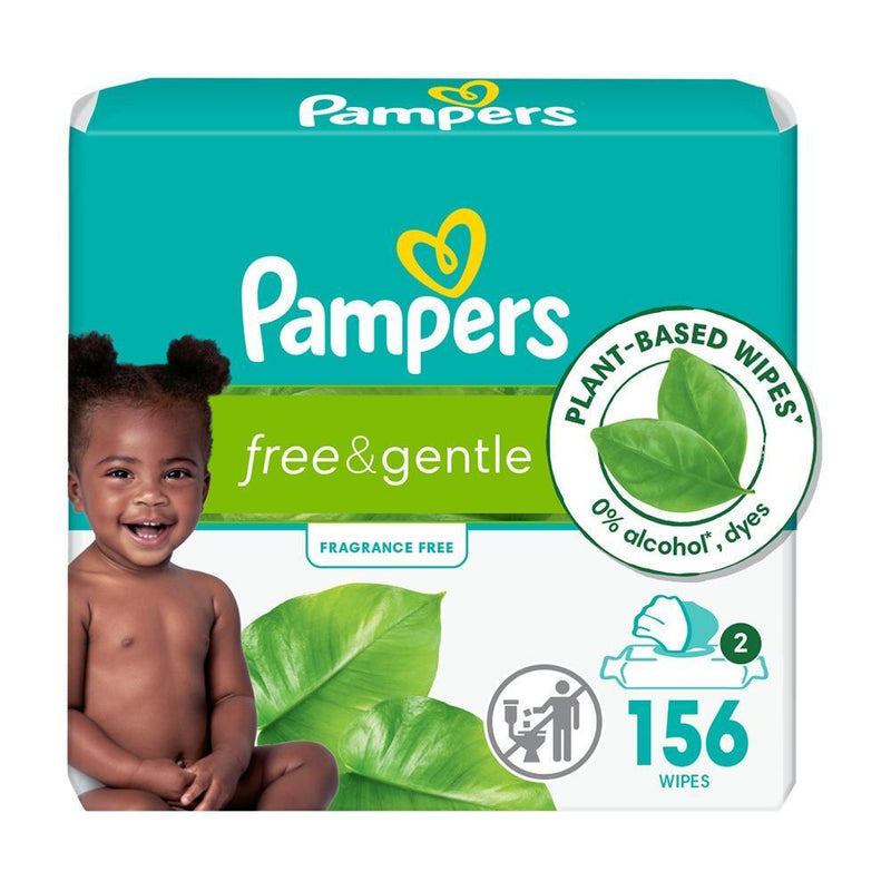 Pampers Pampers Aqua Pure Baby Wipes, 156 Count - 99% Water, Fragrance Free & Hypoallergenic Baby Wipes Light Sea Green