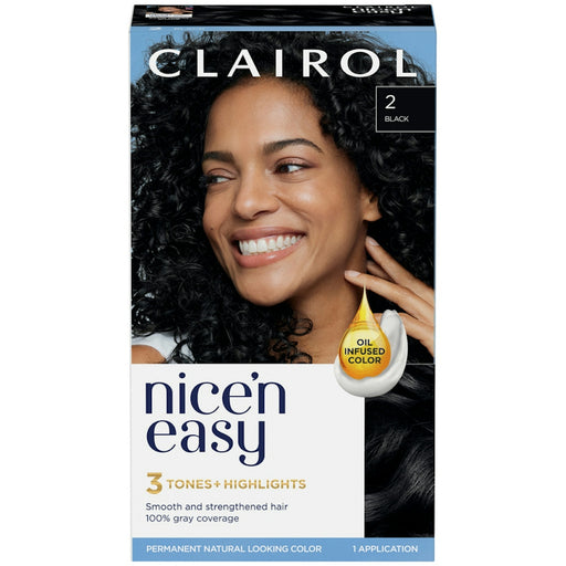 0 Clairol Nice 'N Easy Permanent Hair Color, 2 Black Hair Color Black Default Title