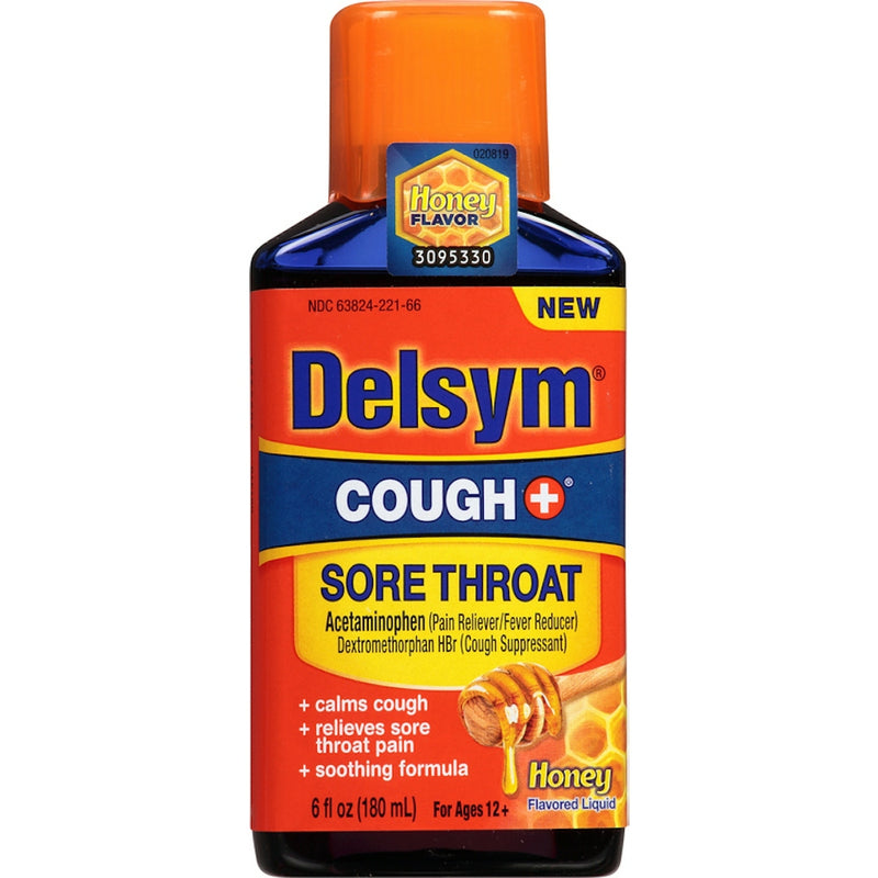 Delsym Delsym Cough + Sore Throat, Honey, Liquid 6 Fl Oz Health & Beauty White Smoke