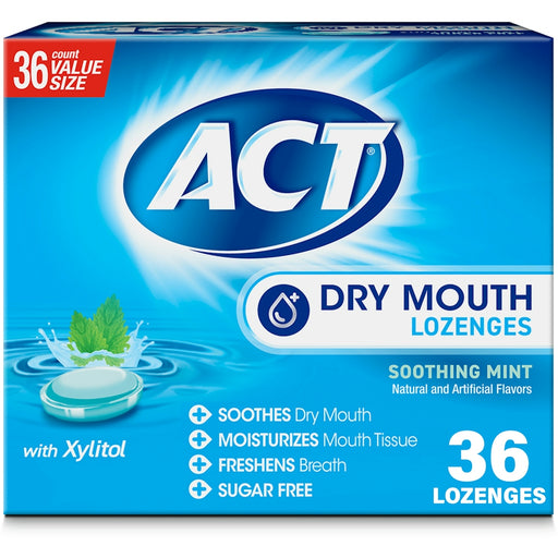 ACT ACT Dry Mouth Lozenges, With Xylitol, Soothing Mint, Value Size Health & Beauty Deep Sky Blue