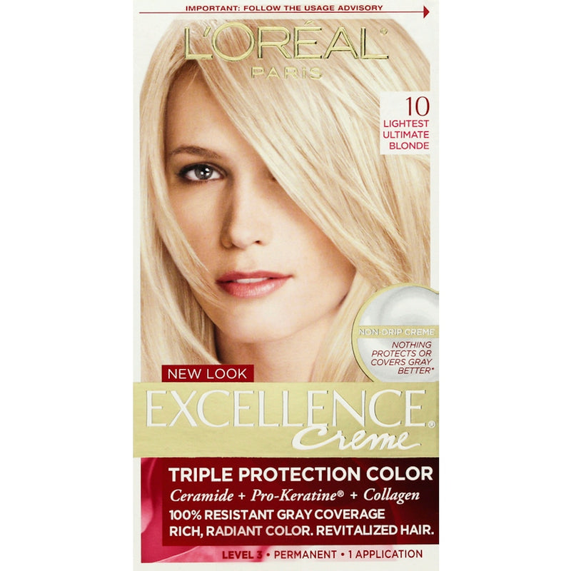 Excellence Excellence L'Oreal Paris Creme Permanent Triple Protection Hair Color, 10 Lightest Ultimate Blonde, 1 Kit Hair Color Tan
