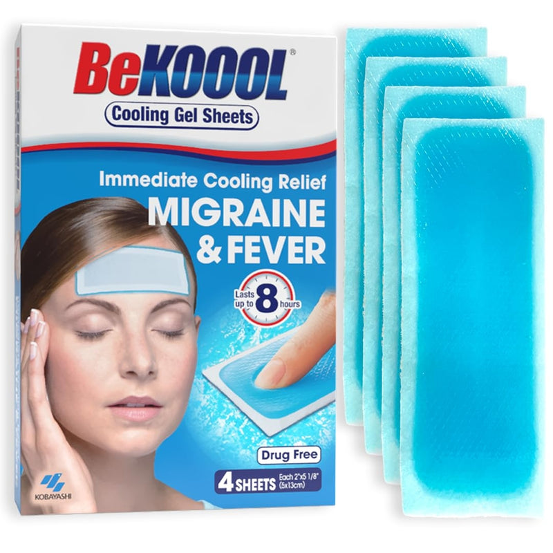 Be Koool Be Koool® Cooling Relief for Migraine – Soft Gel Sheets (4 Count) Hot & Cold Therapies Deep Sky Blue