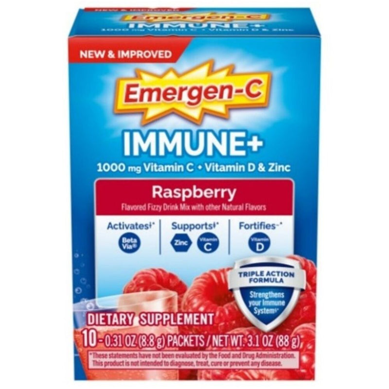 Emergen-C Emergen-C  Immune Support +Fizzy Drink Mix  Raspberry 10Ct Vitamins & Supplements Dodger Blue