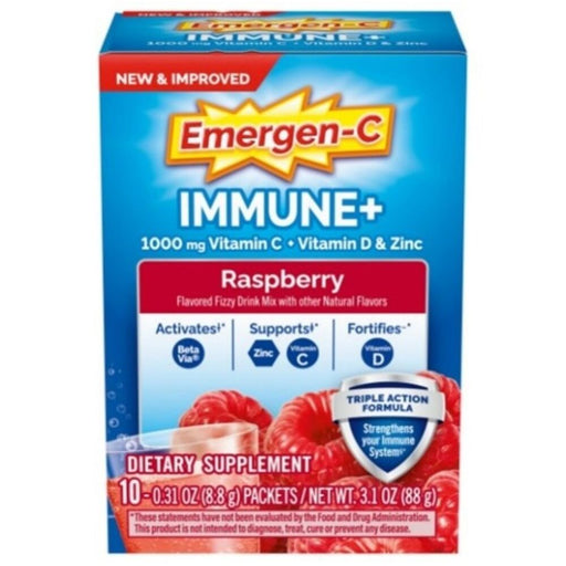 Emergen-C Emergen-C  Immune Support +Fizzy Drink Mix  Raspberry 10Ct Vitamins & Supplements Dodger Blue