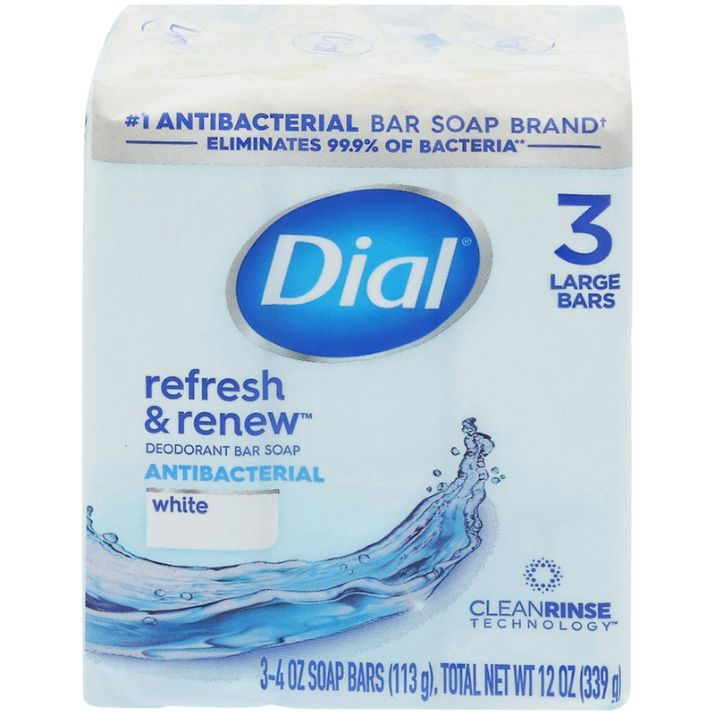 Dial Dial Antibacterial Deodorant Bar Soap, White, 4 oz, 3 Count Bar Soap Light Gray