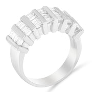 Bids.com .925 Sterling Silver 1.0 Cttw Baguette Cut Diamond Vertical Channel Fluted Multi-Row Unisex Fashion Wedding Ring (H-I Color, I1-I2 Clarity) - Size 6-3/4 Rings White Smoke 7.75 / White.Sterling Silver,6.75 / White.Sterling Silver,7.25 / White.Sterling Silver,7 / White.Sterling Silver,7.5 / White.Sterling Silver