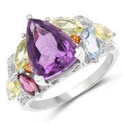 Bids.com 6.30 Carat Genuine Multi Stone .925 Sterling Silver Ring Rings White Smoke size 7.00,size 6.00,size 8.00,size 9.00