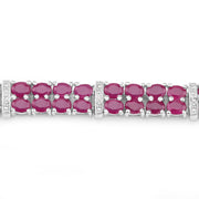 Bids.com 17.65 Carat Glass Filled Ruby and White Topaz .925 Sterling Silver Bracelet Bracelets Light Gray size 7.50