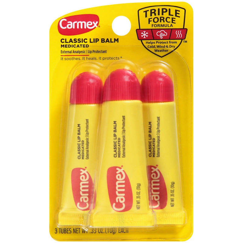 Carmex Carmex Lip Balm Tube Classic Medicated 0.35 Ounce 3 Count (10.3ml) Lip Balms & Treatments Sandy Brown