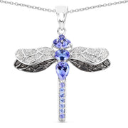 Bids.com 1.93 Carat Genuine Tanzanite and White Topaz .925 Sterling Silver Pendant Pendants White Smoke