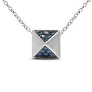 Bids.com 14K White Gold 1/4 Cttw Treated Blue Diamond Matte Finished Pyramid Pendant Necklace (Blue Color, SI1-SI2 Clarity) - 18" Inches Necklaces White Smoke White.Gold / 18