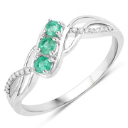 Bids.com 0.28 Carat Genuine Zambian Emerald and White Diamond 14K White Gold Ring Rings White Smoke size 7.00,size 5.00,size 6.00,size 8.00,size 9.00