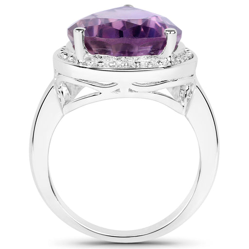 Bids.com 9.00 Carat Genuine Amethyst .925 Sterling Silver Ring Rings White Smoke size 6.00,size 7.00,size 9.00,size 8.00,size 5.00