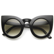 zeroUV Oversize Round Circle Pointed Cat Eye Sunglasses 9180 Sunglasses White Smoke Shiny Black Smoke