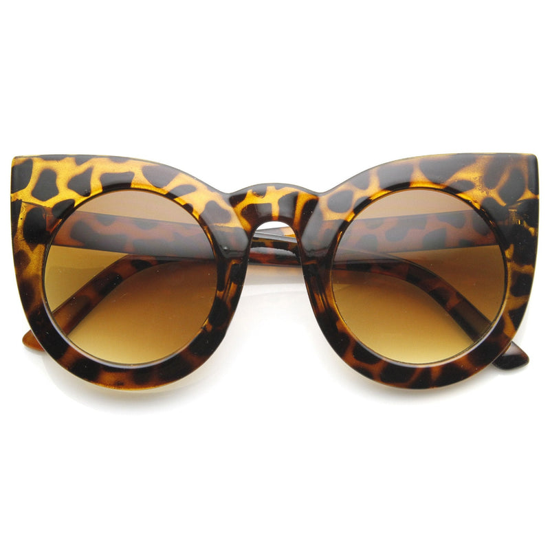 zeroUV Oversize Round Circle Pointed Cat Eye Sunglasses 9180 Sunglasses White Smoke Tortoise Amber
