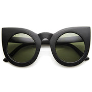 zeroUV Oversize Round Circle Pointed Cat Eye Sunglasses 9180 Sunglasses White Smoke Matte Black