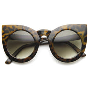 zeroUV Oversize Round Circle Pointed Cat Eye Sunglasses 9180 Sunglasses White Smoke Tortoise Smoke