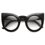 zeroUV Oversize Round Circle Pointed Cat Eye Sunglasses 9180 Sunglasses White Smoke Shiny Black Lavender