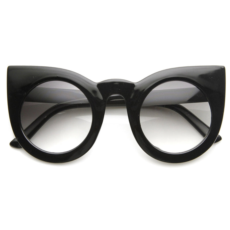 zeroUV Oversize Round Circle Pointed Cat Eye Sunglasses 9180 Sunglasses White Smoke Shiny Black Lavender
