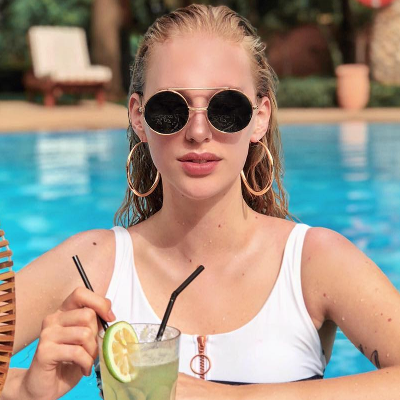 zeroUV Steampunk Vintage Circle Round Flip Up Vintage Sunglasses 8793 Sunglasses Tan Black Red,Gold Purple,Silver Orange,Silver Blue,Gold Green,Gunmetal Purple,Gold Red,Gold Blue,Gold Pink