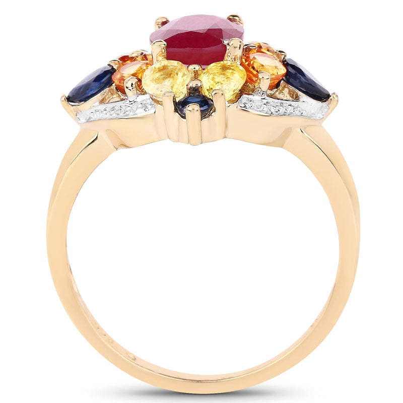 Bids.com 14K Yellow Gold Plated 3.76 Carat Genuine Multi Stone .925 Sterling Silver Ring Rings White Smoke size 6.00,size 7.00,size 8.00,size 9.00,size 5.00,size 10.00