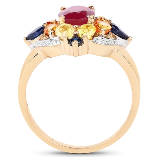 Bids.com 14K Yellow Gold Plated 3.76 Carat Genuine Multi Stone .925 Sterling Silver Ring Rings White Smoke size 6.00,size 7.00,size 8.00,size 9.00,size 5.00,size 10.00