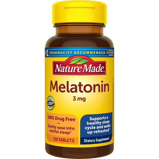 Nature Made Nature Made Melatonin 3 Mg Tablets 100% Drug Free Sleep Aid For Adults Vitamins & Supplements White Smoke