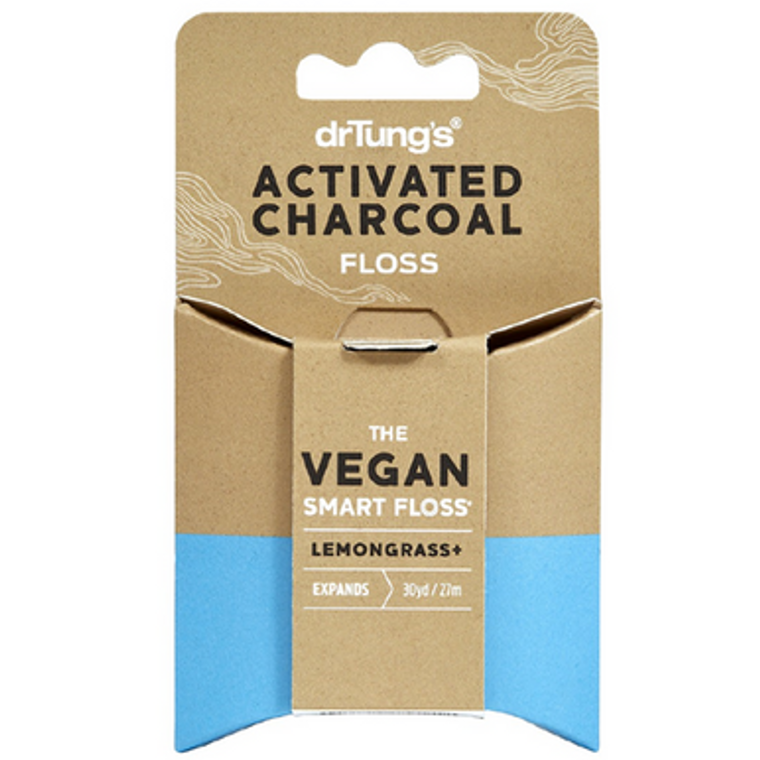 Dr. Tung's Dr. Tung's Smart Vegan Dental Floss Activated Charcoal Lemongrass Dental Floss Dark Khaki