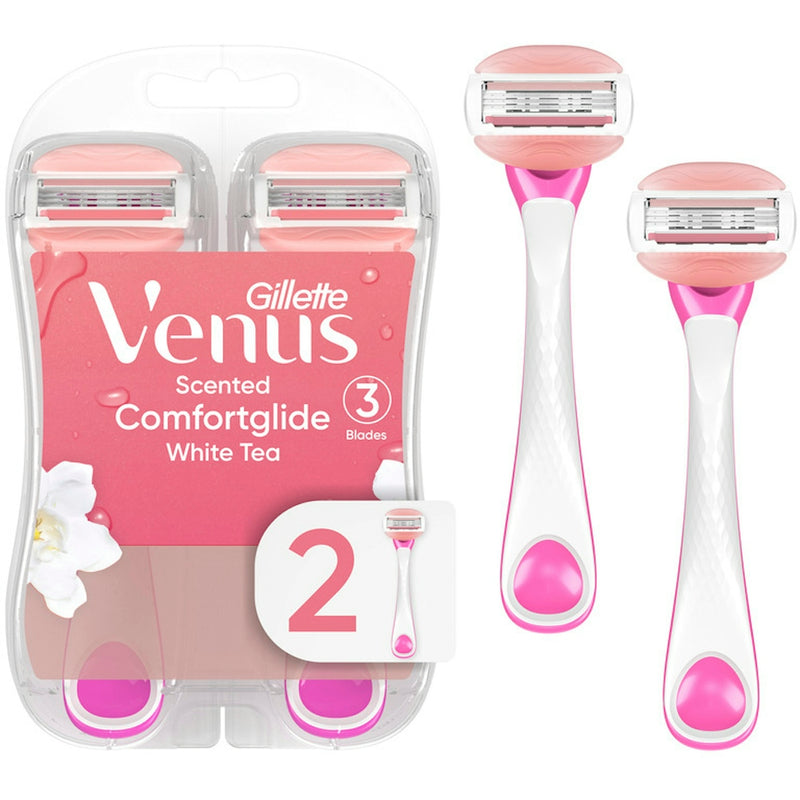 Gillette Gillette Venus Comfort Glide White Tea Razors 2 ct Razor Blades White Smoke