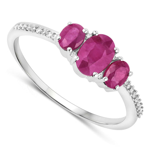 Bids.com 1.02 Carat Genuine Ruby and White Diamond 14K White Gold Ring Rings White Smoke size 5.00,size 6.00,size 7.00,size 8.00,size 9.00