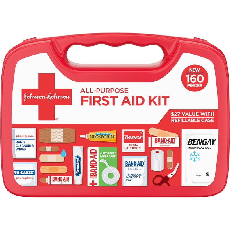 Johnson & Johnson Johnson & Johnson All-Purpose First Aid Kit, 160 Pieces - Includes Band-Aid, Neosporin & Tylenol First Aid Kits White Smoke