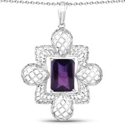 Bids.com 7.80 Carat Genuine Amethyst .925 Sterling Silver Pendant Pendants White Smoke