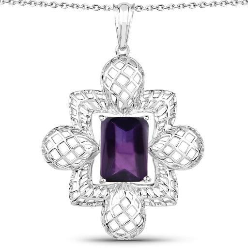 Bids.com 7.80 Carat Genuine Amethyst .925 Sterling Silver Pendant Pendants White Smoke