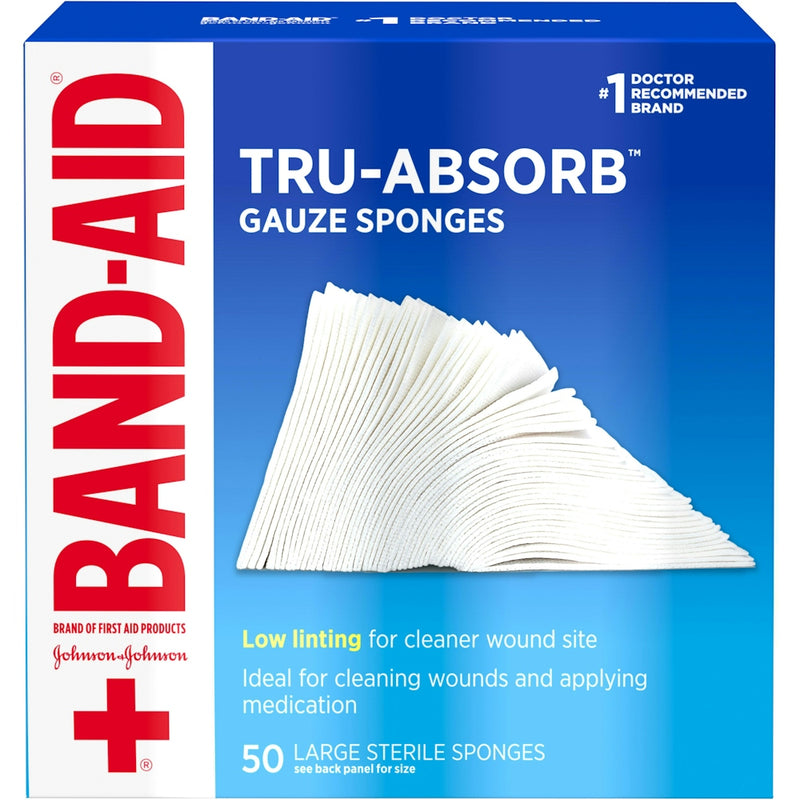 Band-Aid Band-Aid Brand Mirasorb Gauze Sponges – Large 4" x 4" (50 Count) First Aid White Smoke