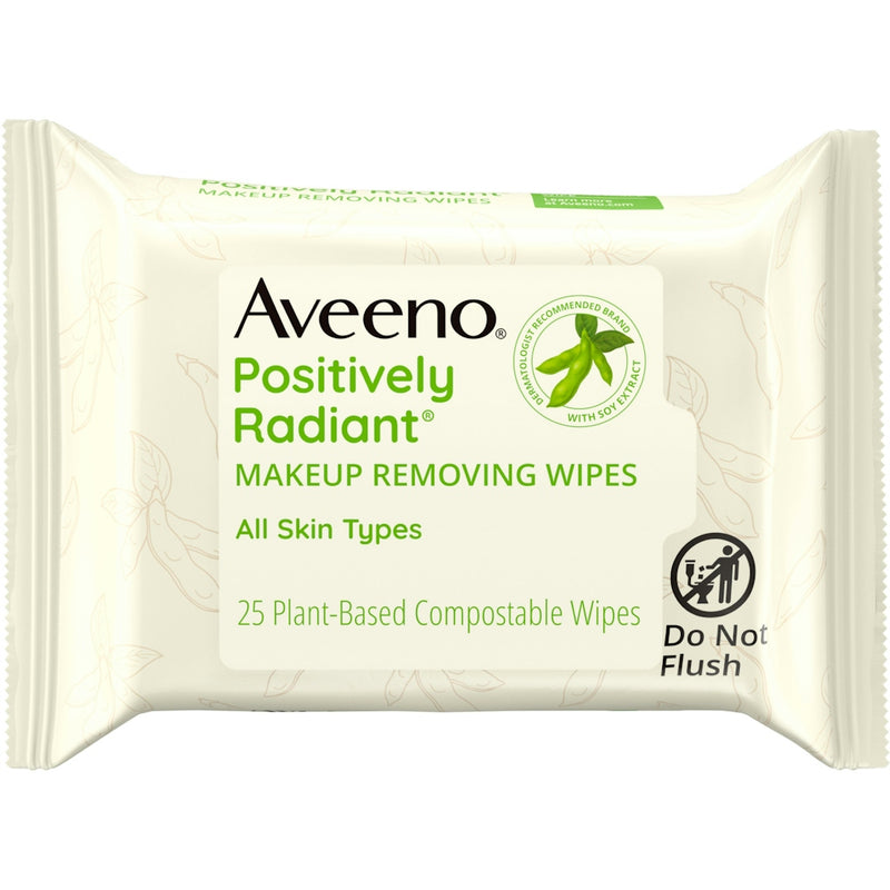 Aveeno Aveeno Positively Radiant Oil Free Makeup Removing Face Wipes, 25 Ct Health & Beauty Seashell
