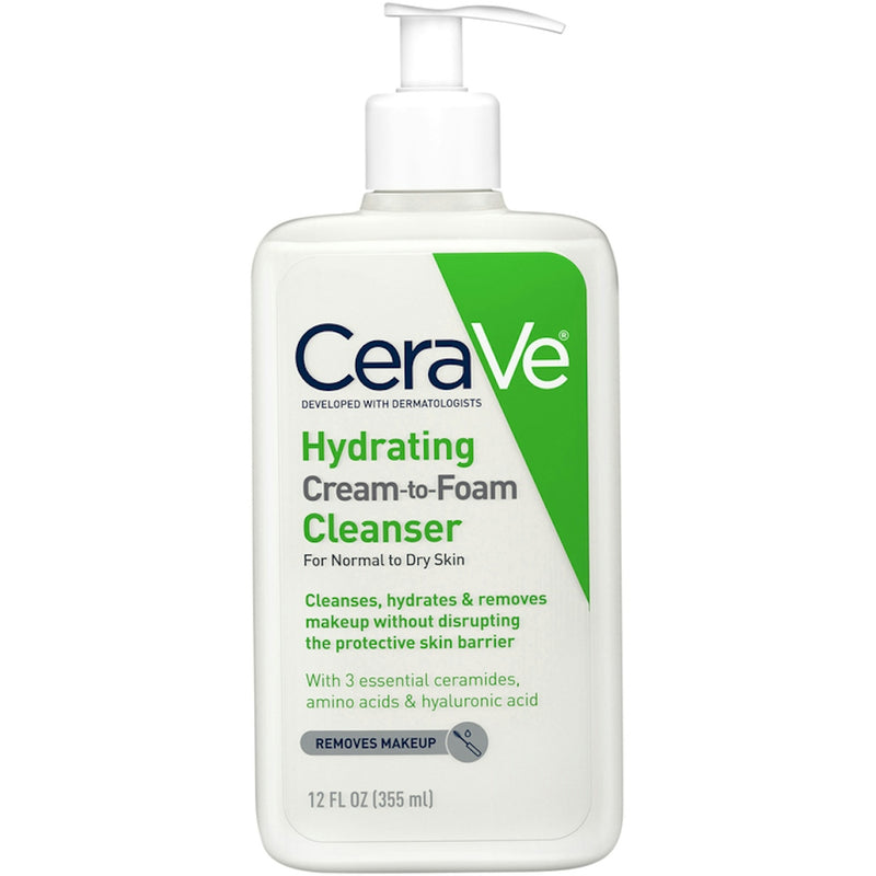 CeraVe CeraVe Hydrating Cream To Foam Cleanser 12 Fl Oz Facial Cleansers White Smoke
